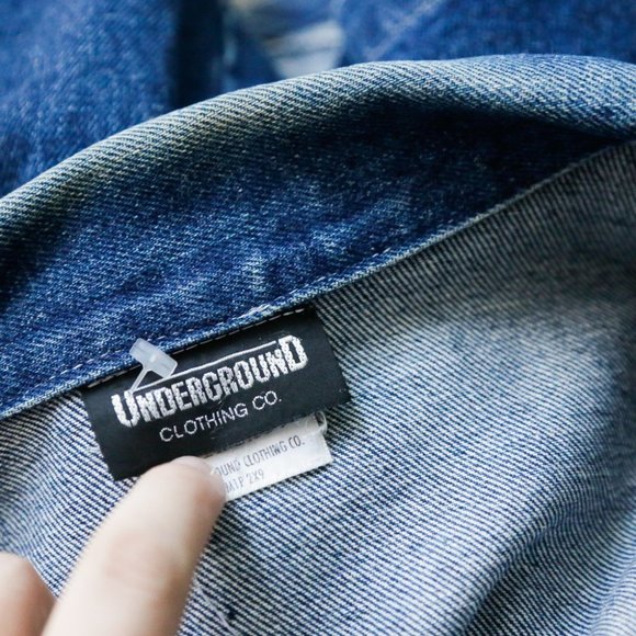Underground Clothing Company Dark Wash Denim Jacket w Chunky Zipper - Picture 5 of 6
